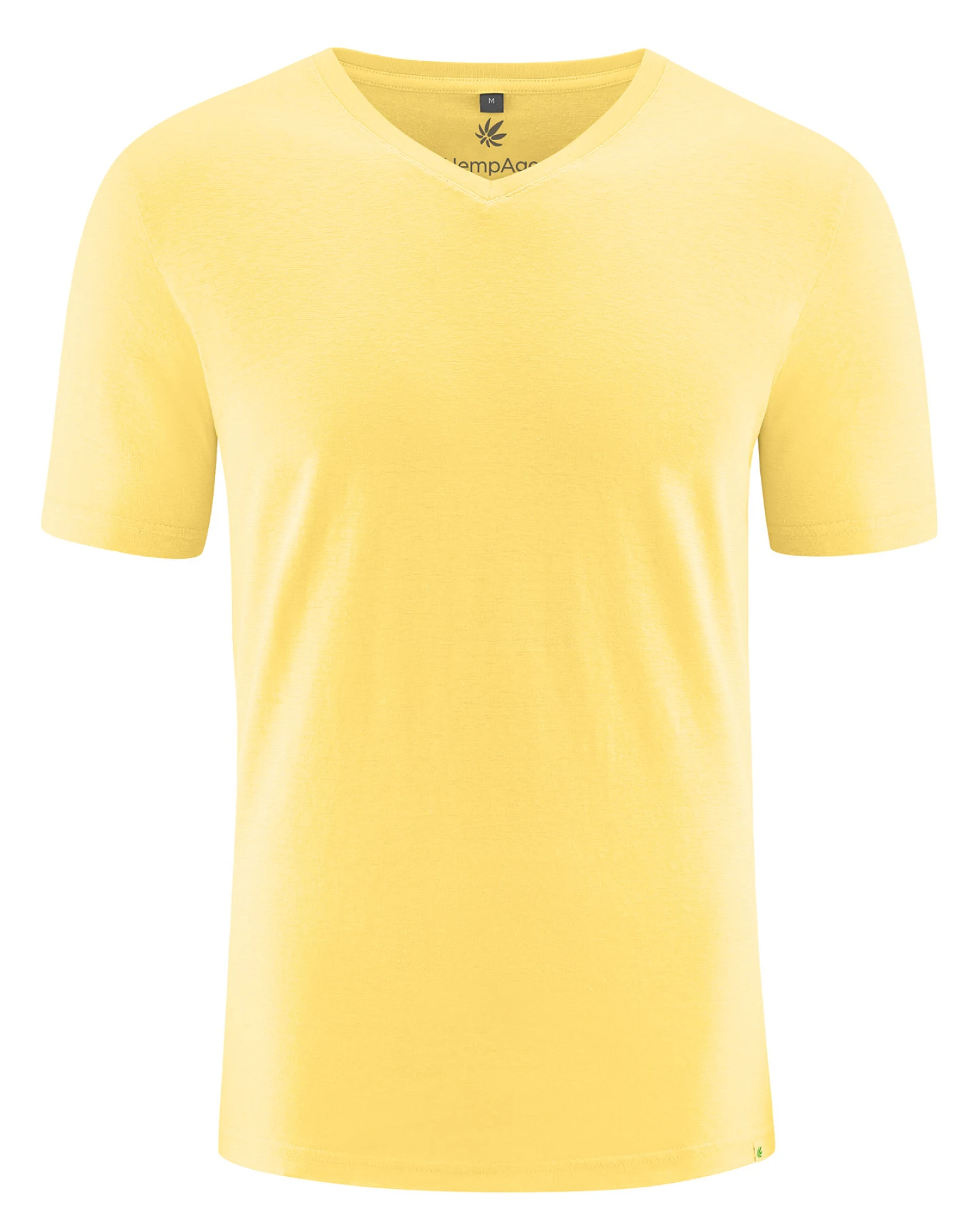 Hempage Herren vegan T-Shirt V-Ausschnitt Slim Fit Gelb – Ansicht 2