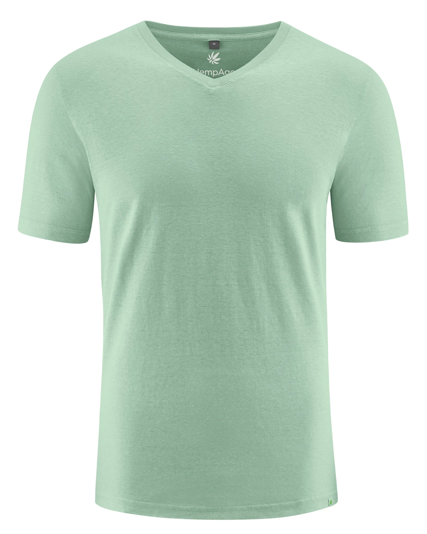 Hempage Herren vegan T Shirt V Neck Slim Fit Menta Grün – Ansicht 2