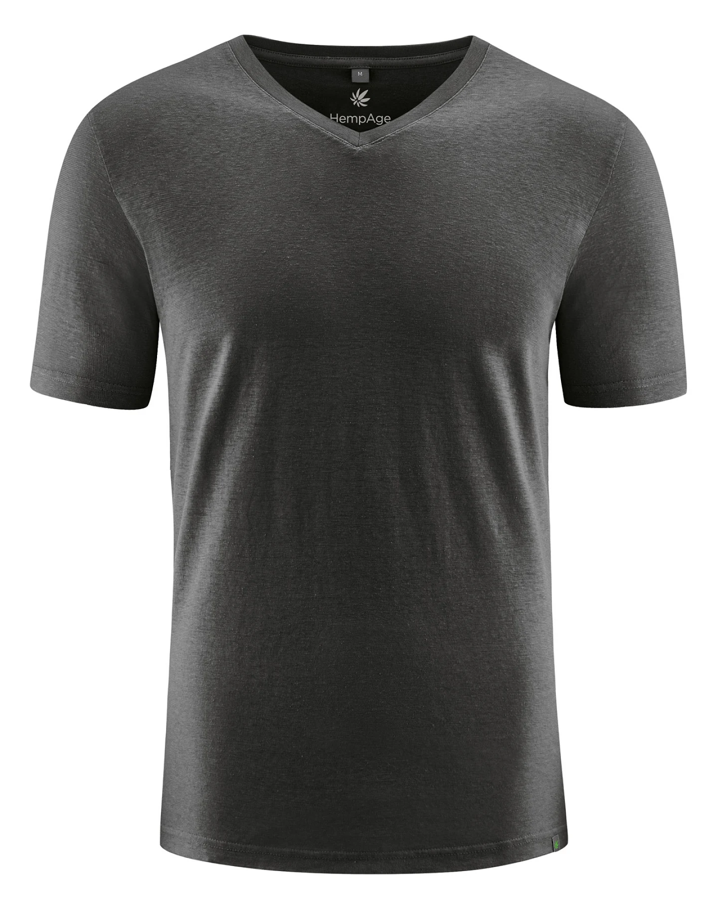Hempage Herren vegan T-Shirt V-Ausschnitt Slim Fit Schwarz – Ansicht 2