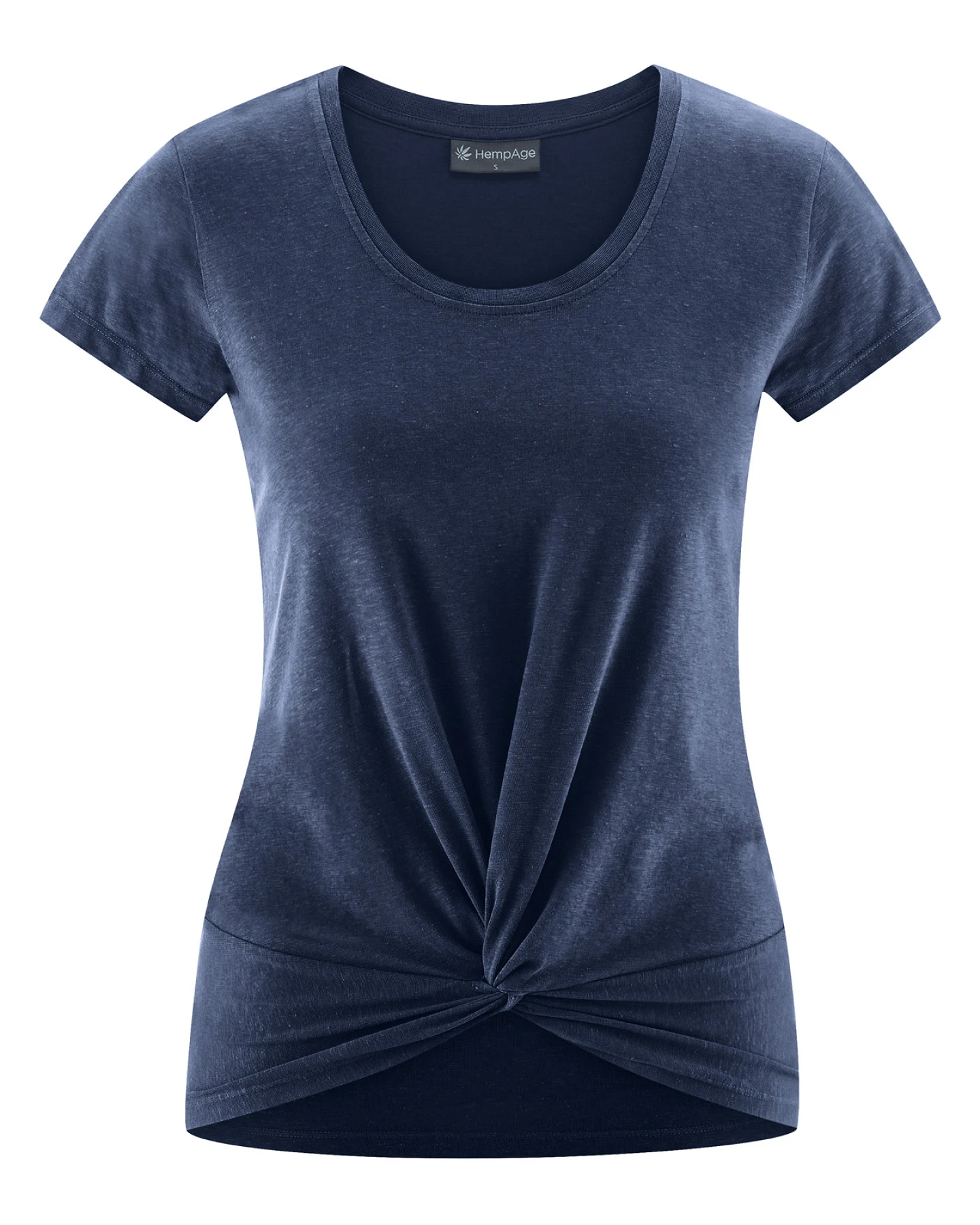 Hempage Damen vegan T-Shirt Yoga Knotendetail Navy – Ansicht 2