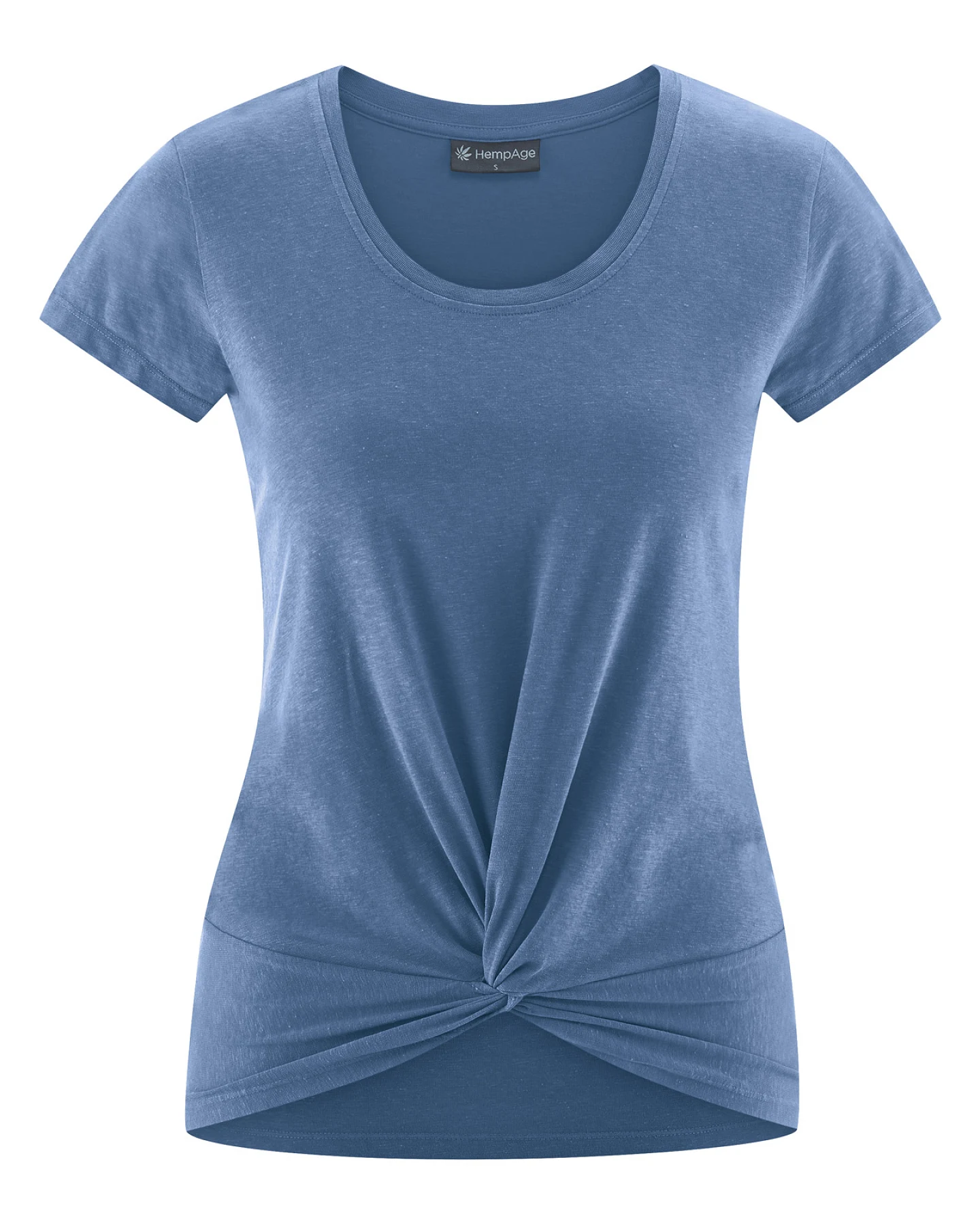Hempage Damen vegan T-Shirt Yoga Knotendetail Blaubeere – Ansicht 2
