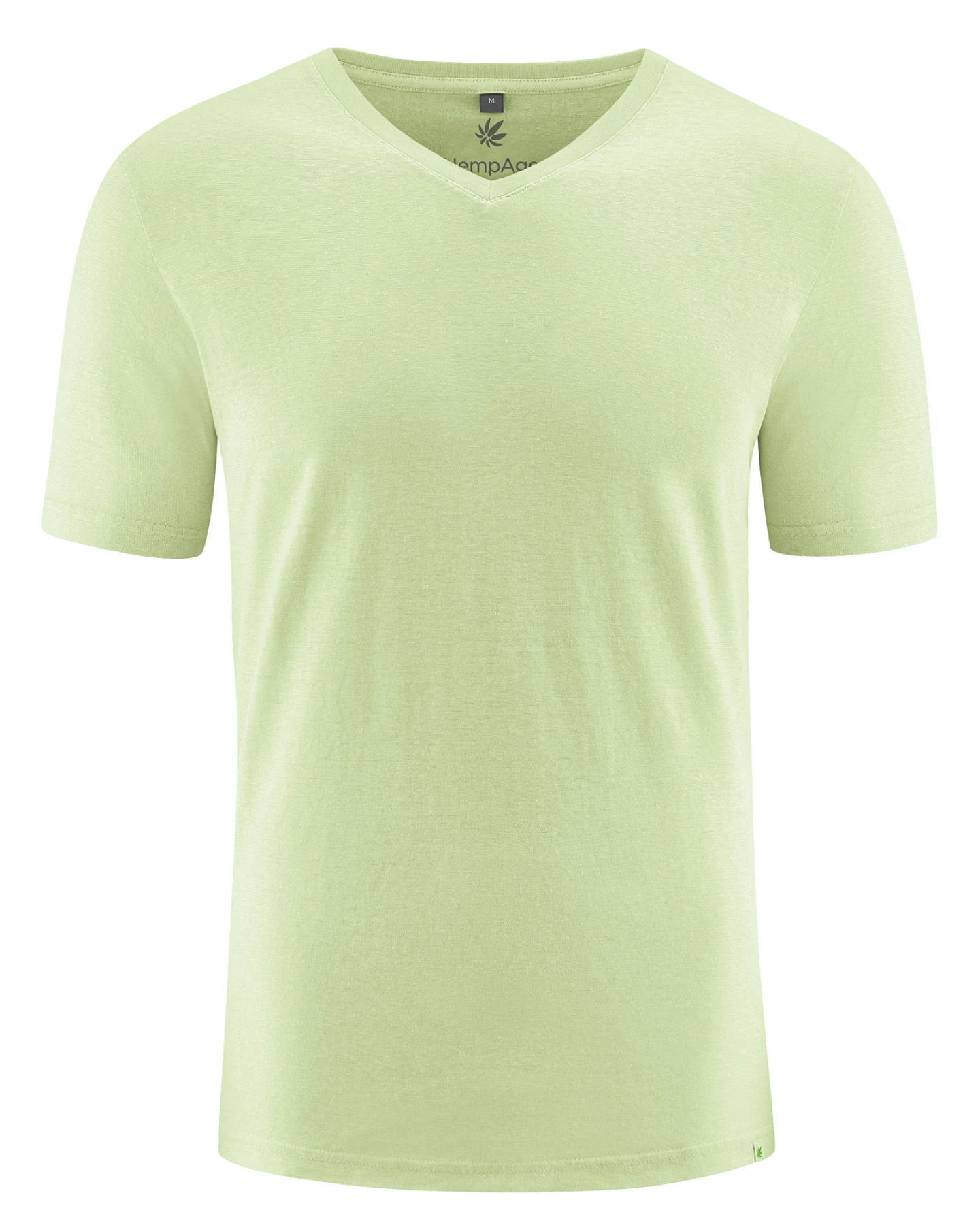 Hempage Herren vegan T-Shirt V-Ausschnitt Slim Fit Matcha Grün – Ansicht 2