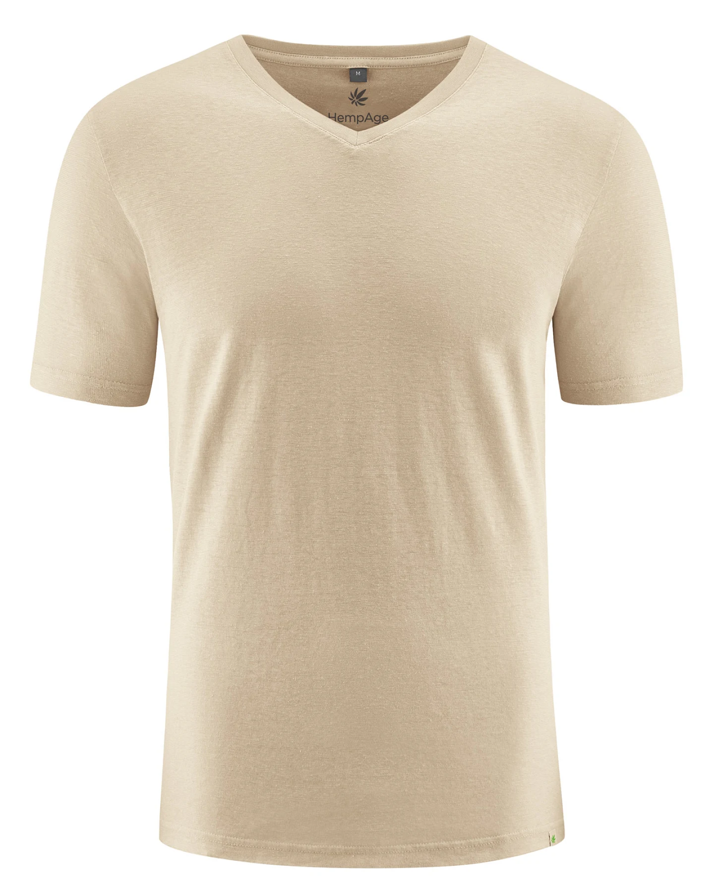 Hempage Herren vegan T-Shirt V-Ausschnitt Slim Fit Gobi Beige – Ansicht 2