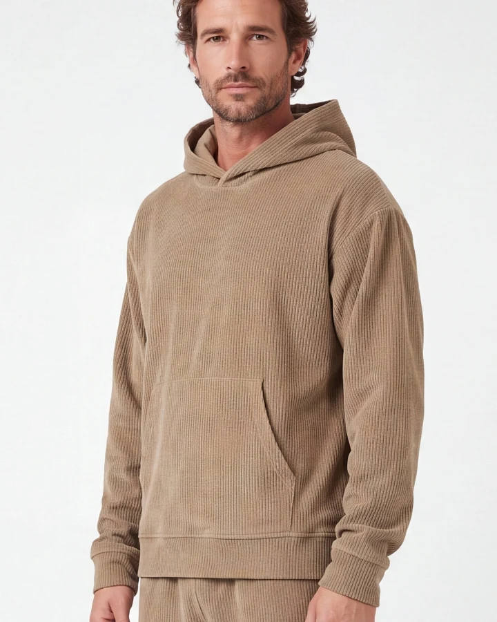 ORGANICATION Herren vegan Hoodie Aus Cord In Der Farbe Gravel