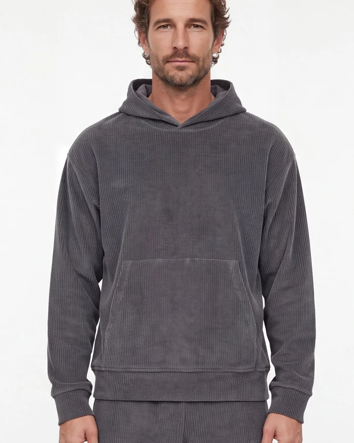 ORGANICATION Herren vegan Hoodie Aus Cord In Shadow Grey