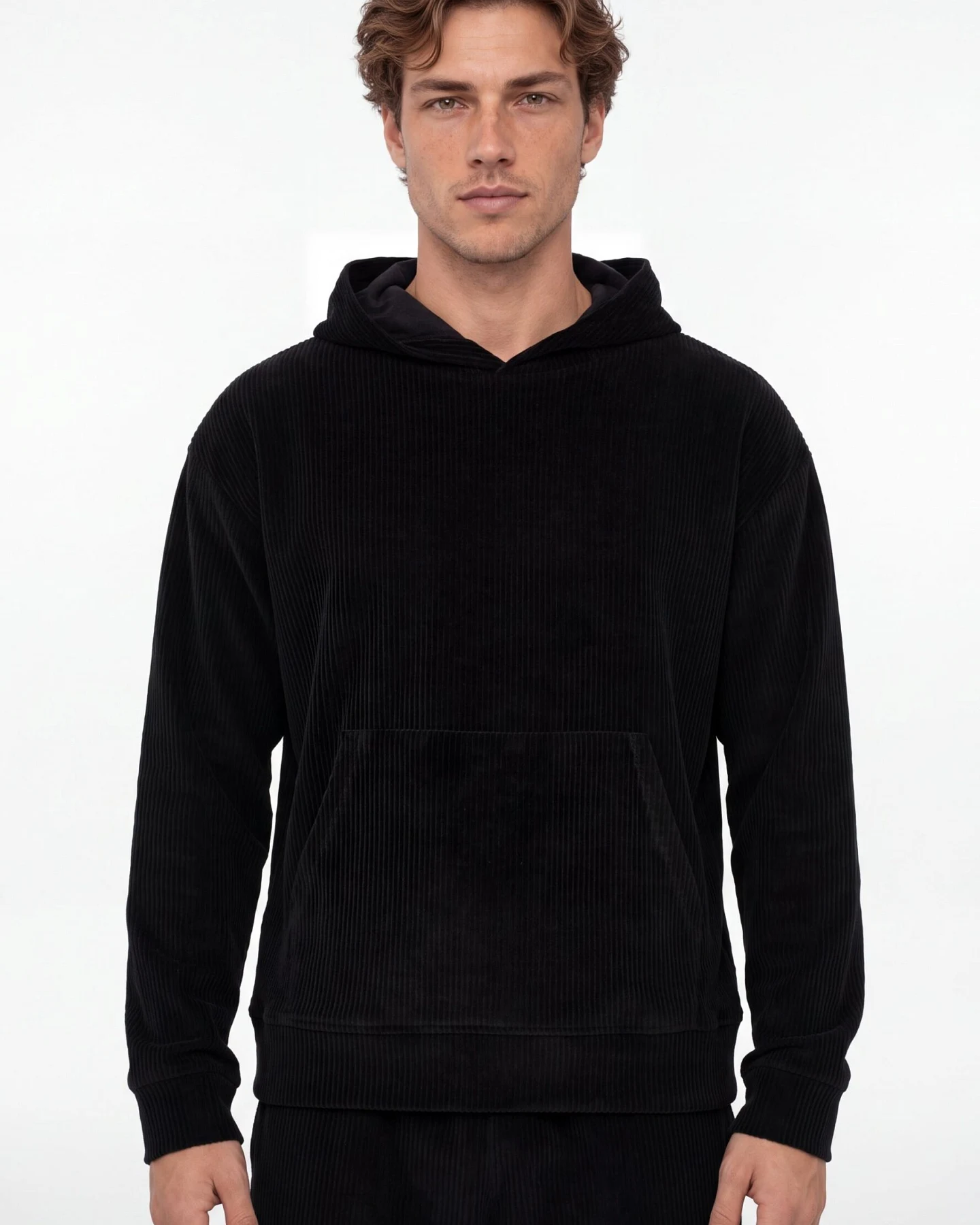 ORGANICATION Herren vegan Hoodie Aus Cord Schwarz – Ansicht 2