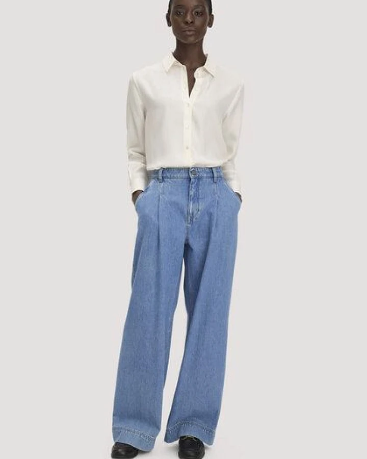 hessnatur Jeans Wide Leg mit Bundfalten aus Bio-Baumwolle mit TENCEL Lyocell