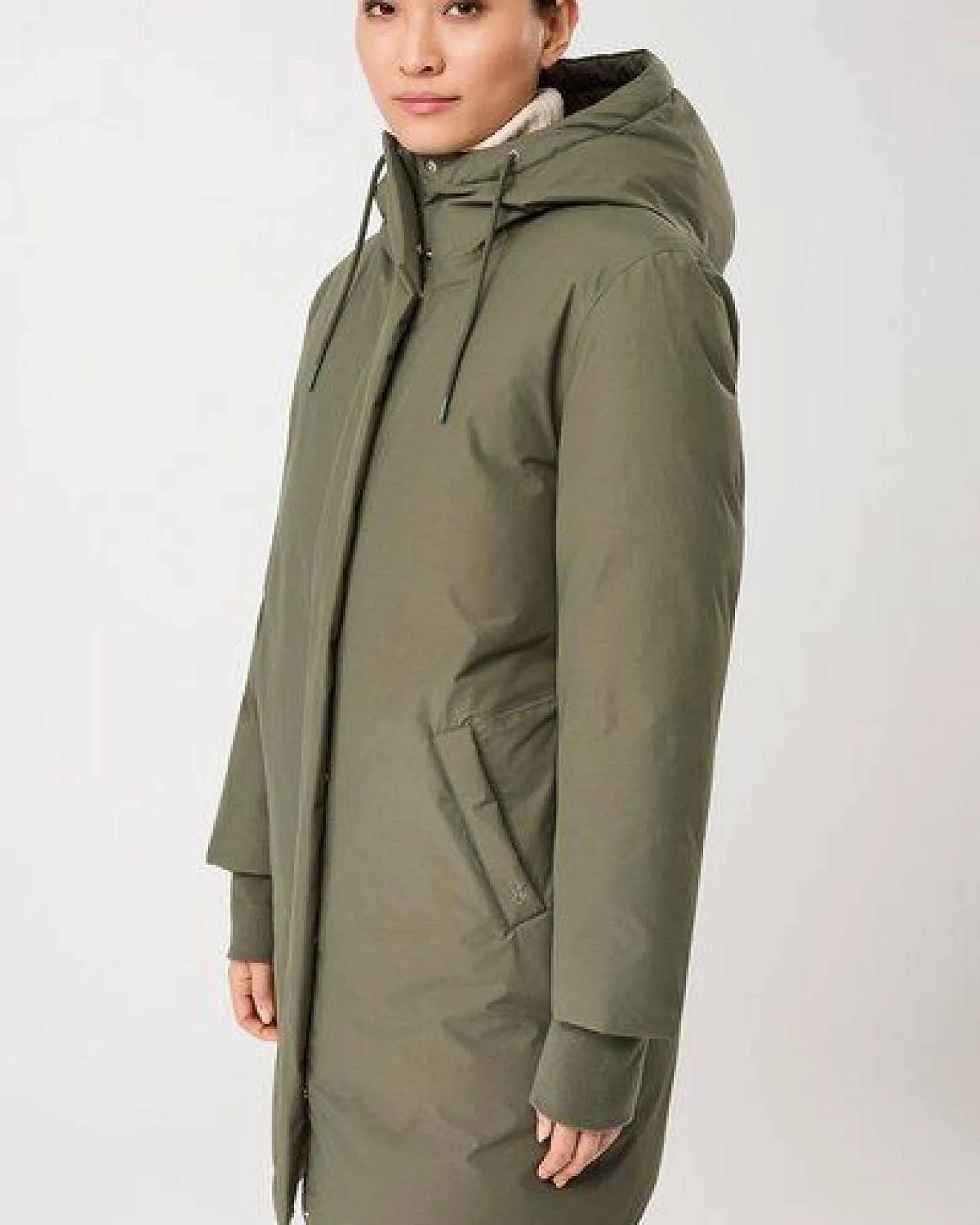 LangerChen Lange Jacke mit Kapuze und Eco Daune – Ansicht 2