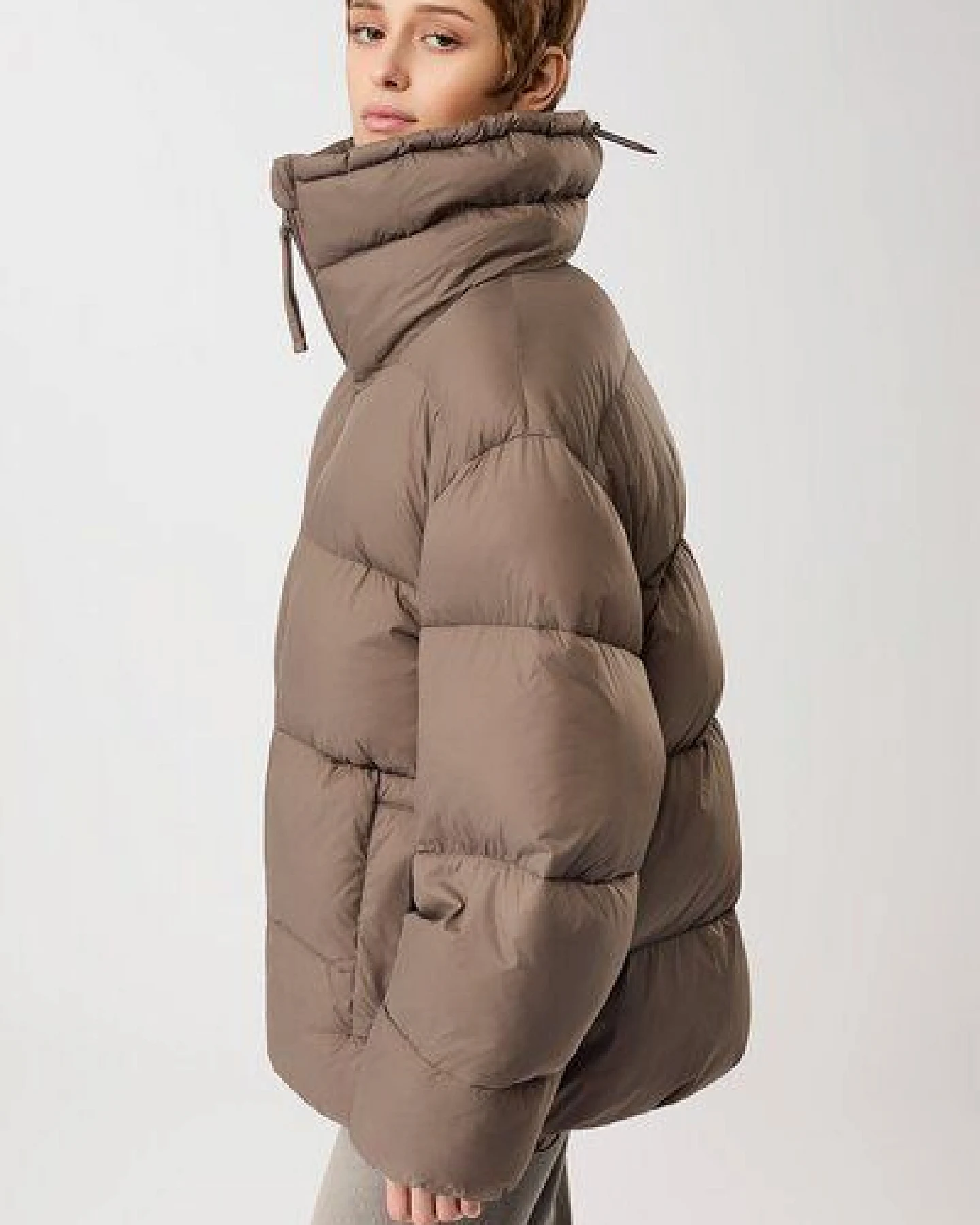 LangerChen Steppjacke mit Kragen und abnehmbarer Kapuze – Ansicht 3