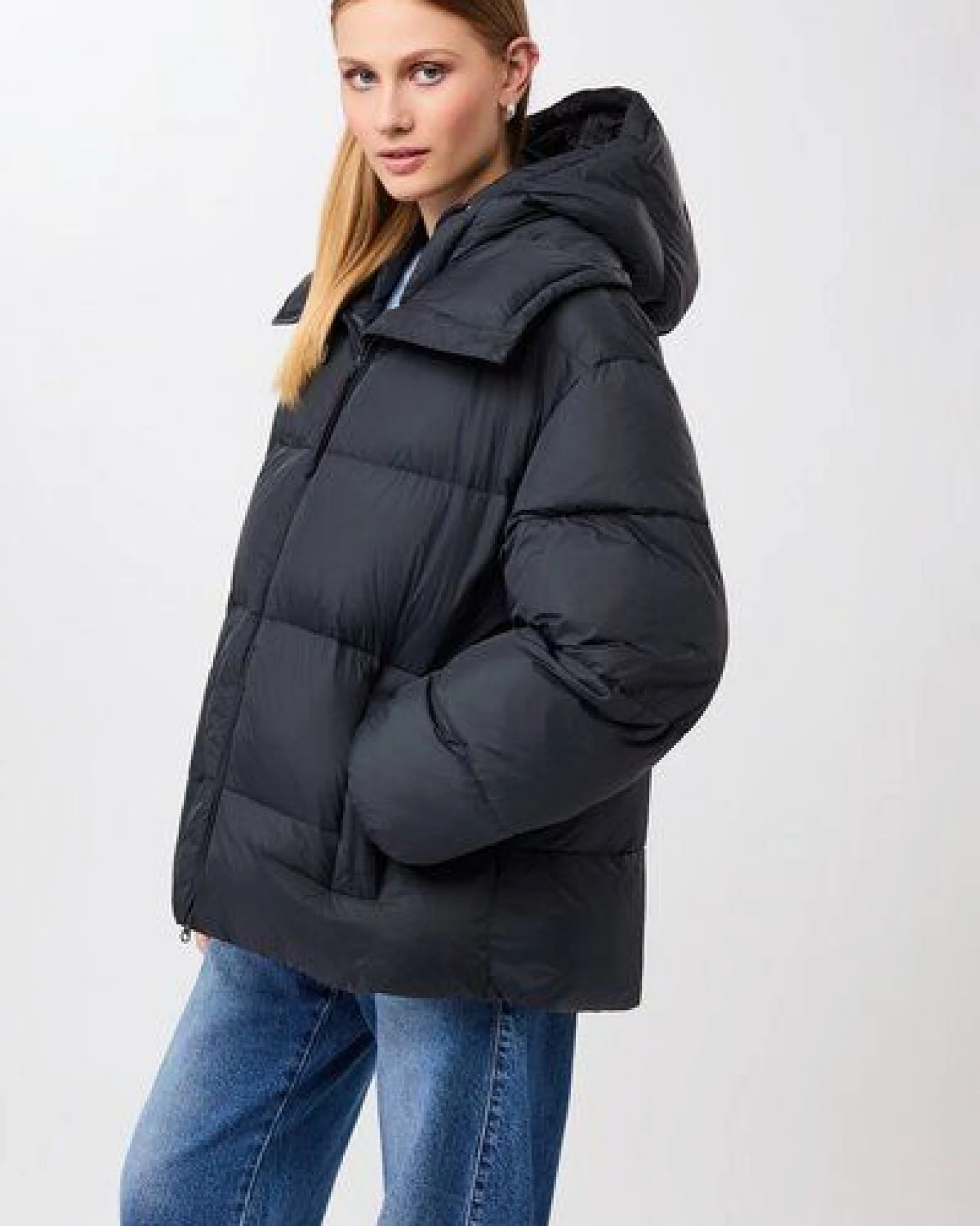 LangerChen Steppjacke mit Kragen und abnehmbarer Kapuze – Ansicht 4