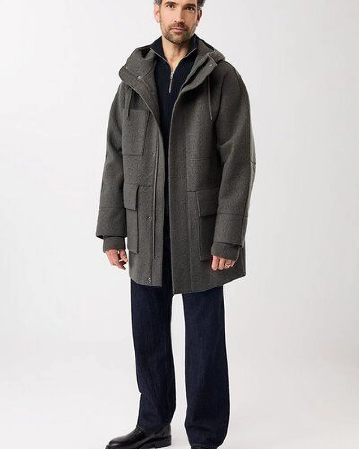 LangerChen Parka aus Techno Felt mit großen Taschen – Ansicht 3