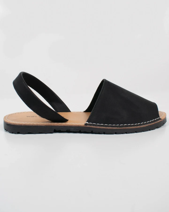 Will's Vegan Store Damen vegan Flache Sandalen Schwarz