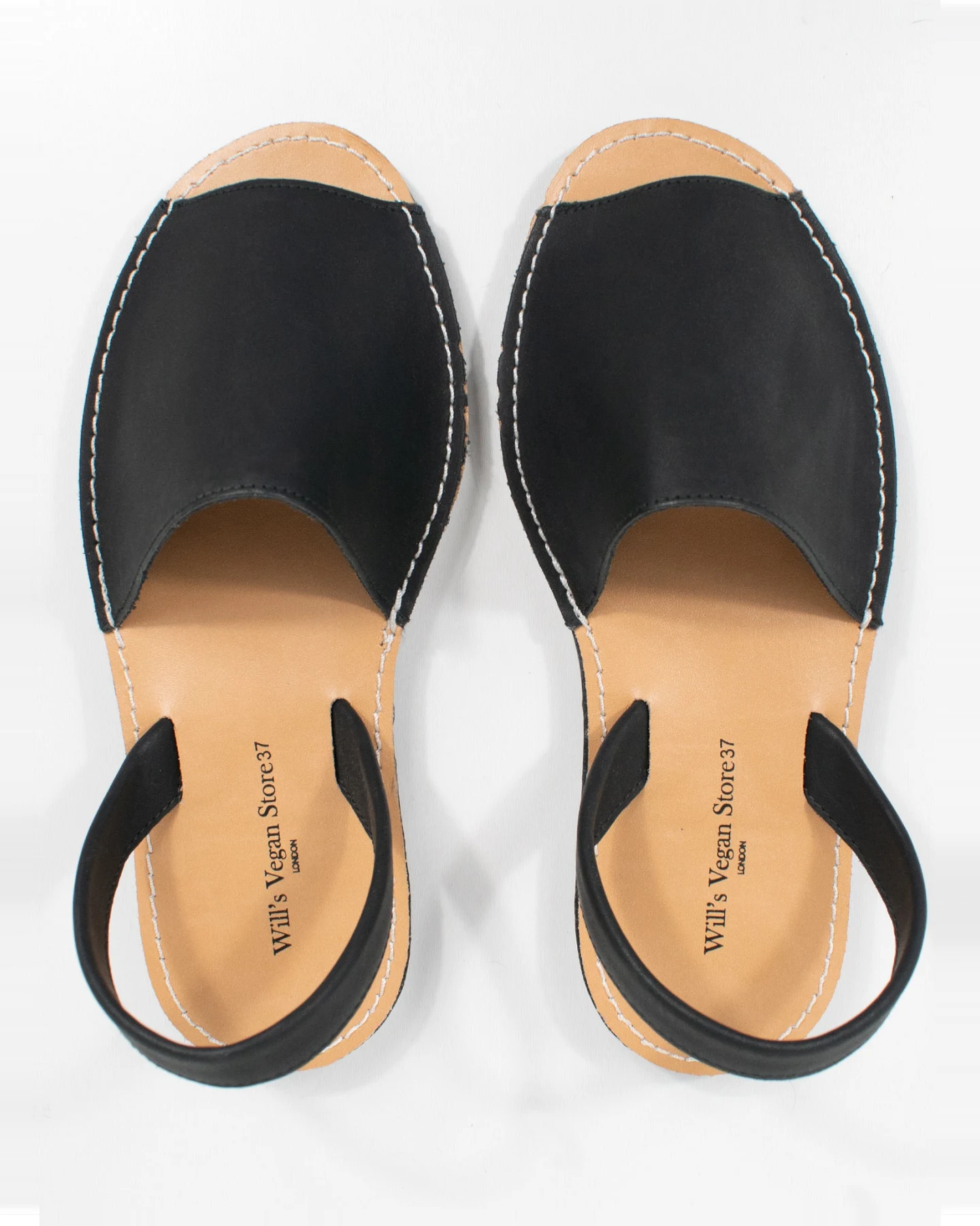 Will's Vegan Store Damen vegan Flache Sandalen Schwarz – Ansicht 2