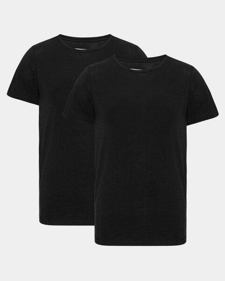 Copenhagen Bamboo 2 Schwarze schmal geschnittene Bambus-T-Shirts mit Rundhalsausschnitt