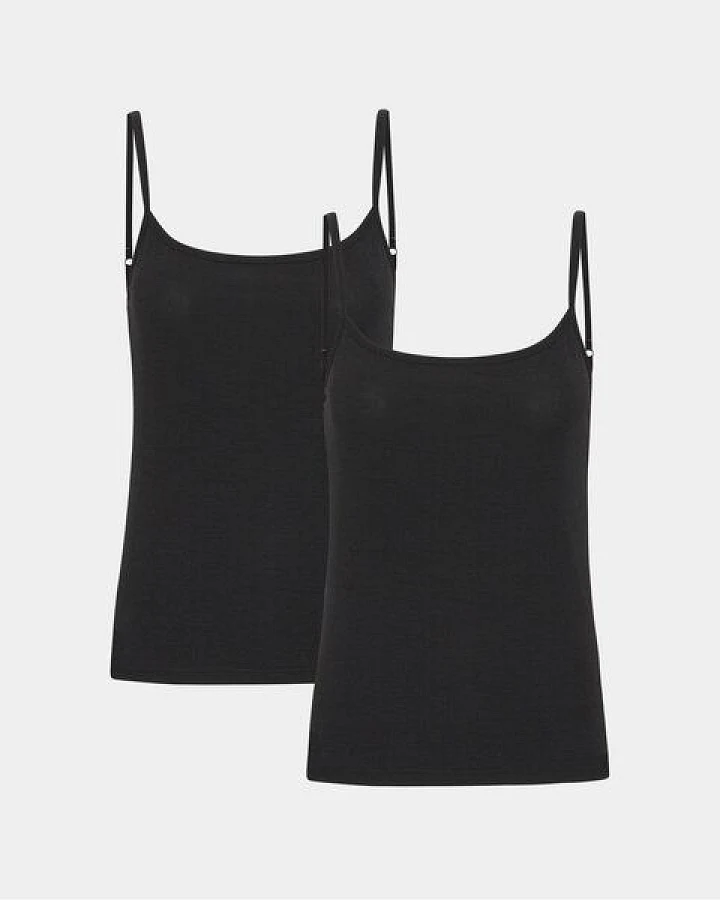 Copenhagen Bamboo 2 schwarze Bambus-Tops mit dünnen Trägern