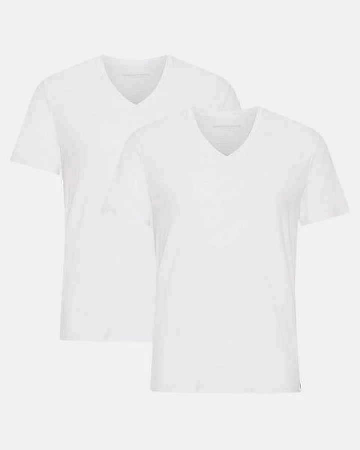Copenhagen Bamboo 2 weiße T-Shirts mit V-Ausschnitt aus Bambus in schmaler Passform