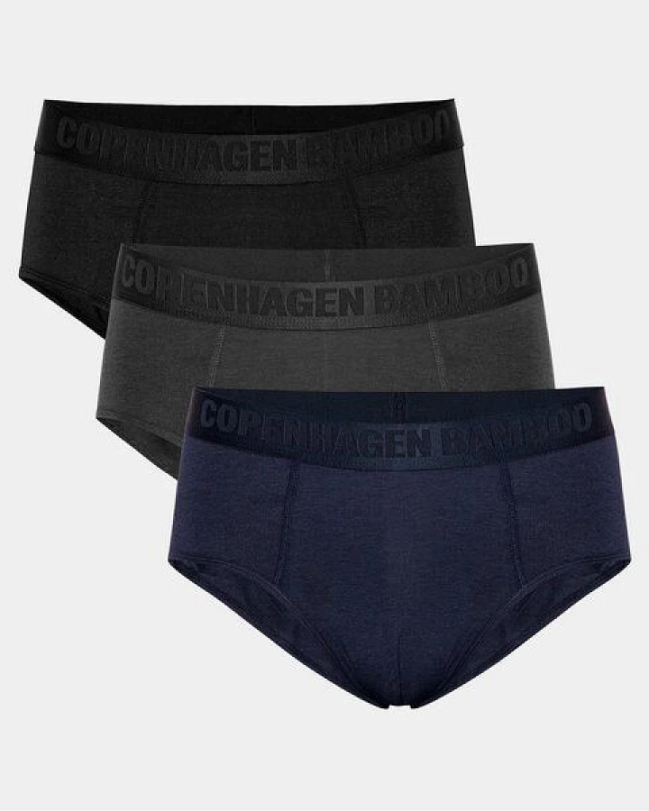 Copenhagen Bamboo 3 Paar Bambus-Slips für Männer in den Farben schwarz - navy - grau