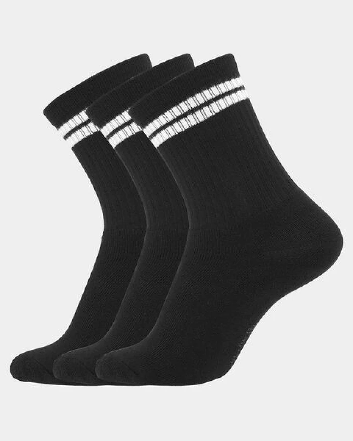 Copenhagen Bamboo 3 Paar schwarze Tennissocken aus Bambus mit weißen Streifen