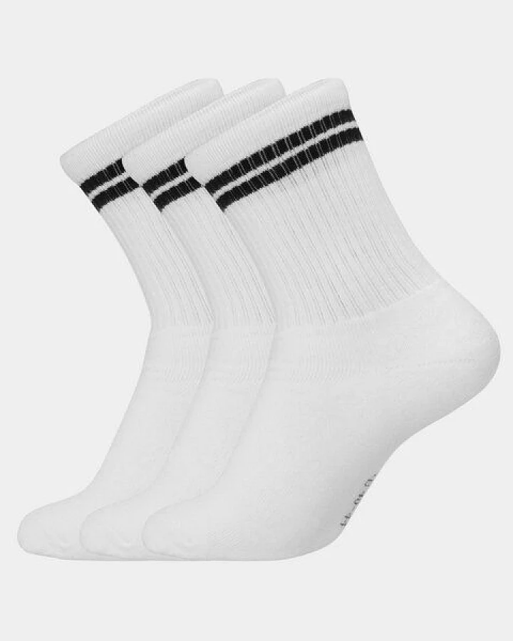 Copenhagen Bamboo 3 Paar weiße Tennissocken aus Bambus mit schwarzen Streifen