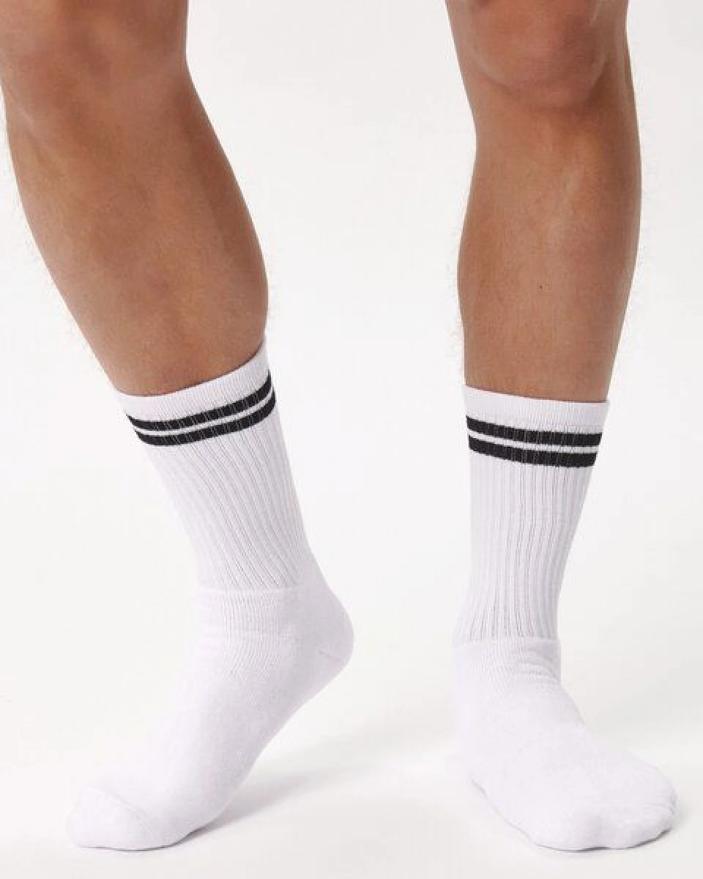 Copenhagen Bamboo 3 Paar weiße Tennissocken aus Bambus mit schwarzen Streifen – Ansicht 3
