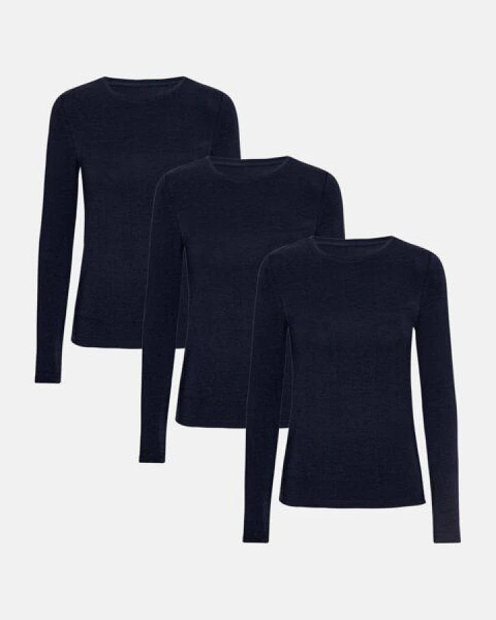 Copenhagen Bamboo 3er-Pack navy bambus langarm t-shirt