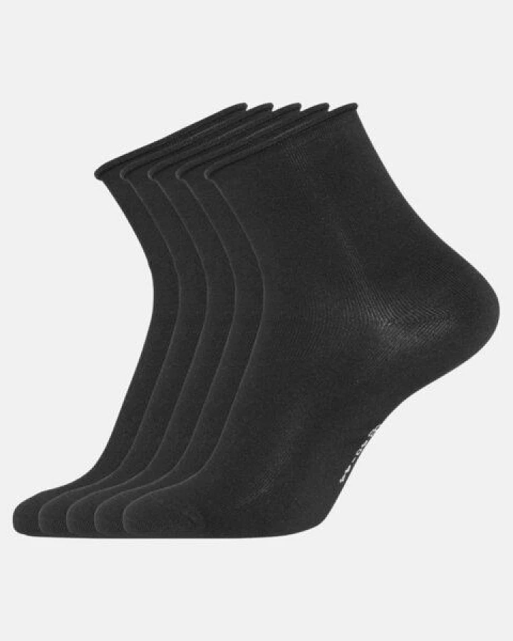 Copenhagen Bamboo 5 Paar schwarze Bambussocken mit gerolltem Rand (Low Cut)