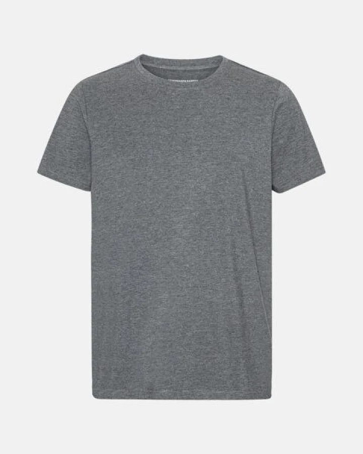 Copenhagen Bamboo Dunkelgraues melangefarbenes Bambus-T-Shirt mit Rundhalsausschnitt