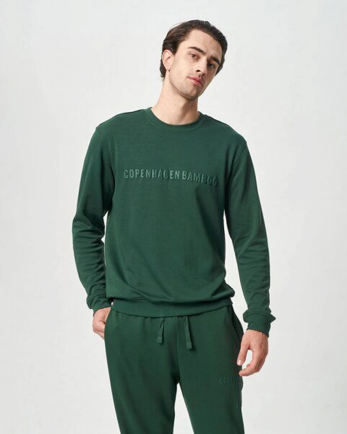 Copenhagen Bamboo Grünes Sweatshirt aus Bambus mit Logo – Ansicht 3