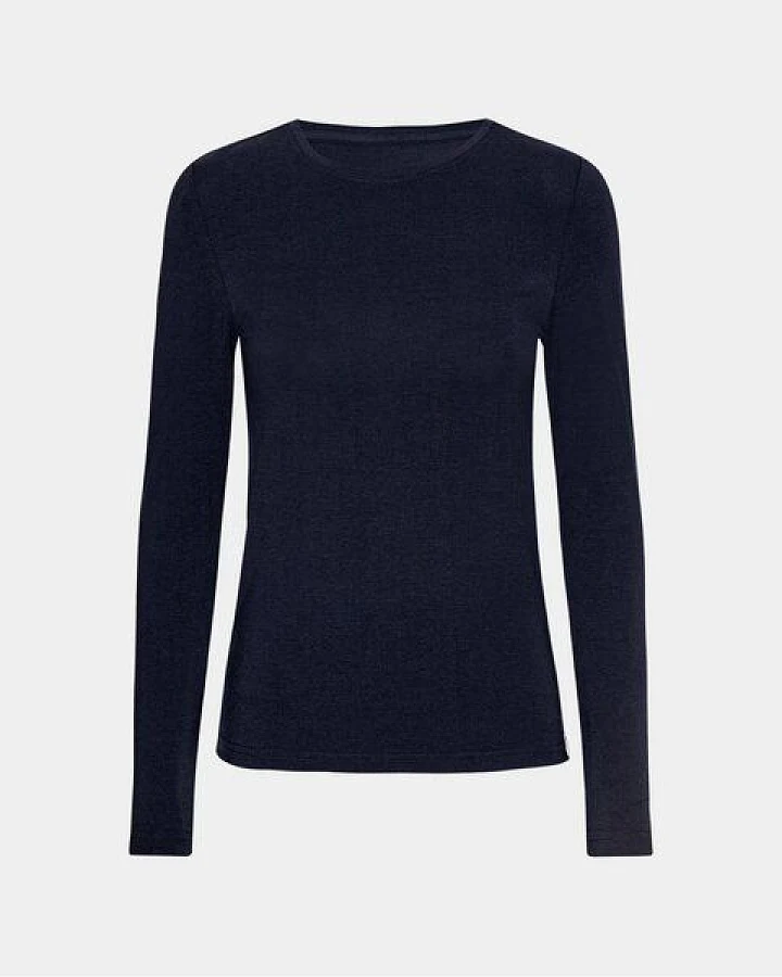 Copenhagen Bamboo Langärmeliges Bambus-T-Shirt in Marineblau
