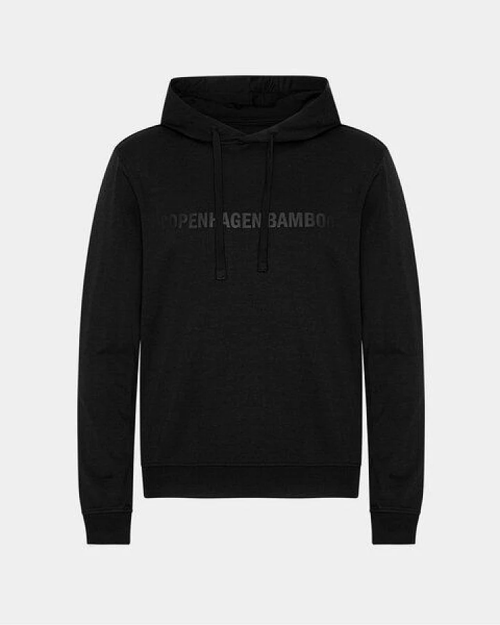 Copenhagen Bamboo Schwarzer Kapuzenpulli aus Bambus mit Logo