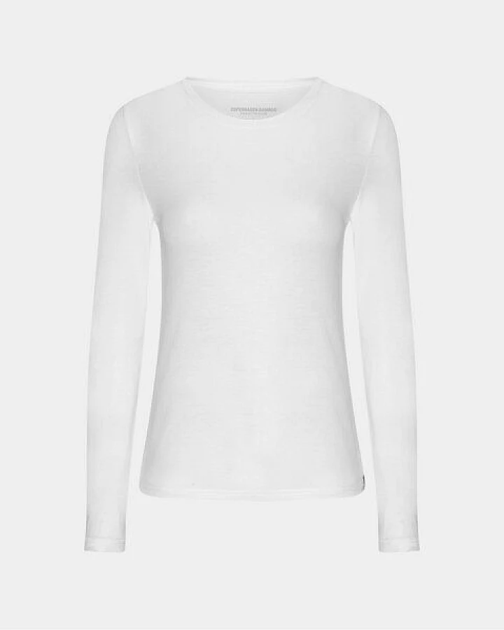Copenhagen Bamboo Weißes langärmeliges Bambus-T-Shirt