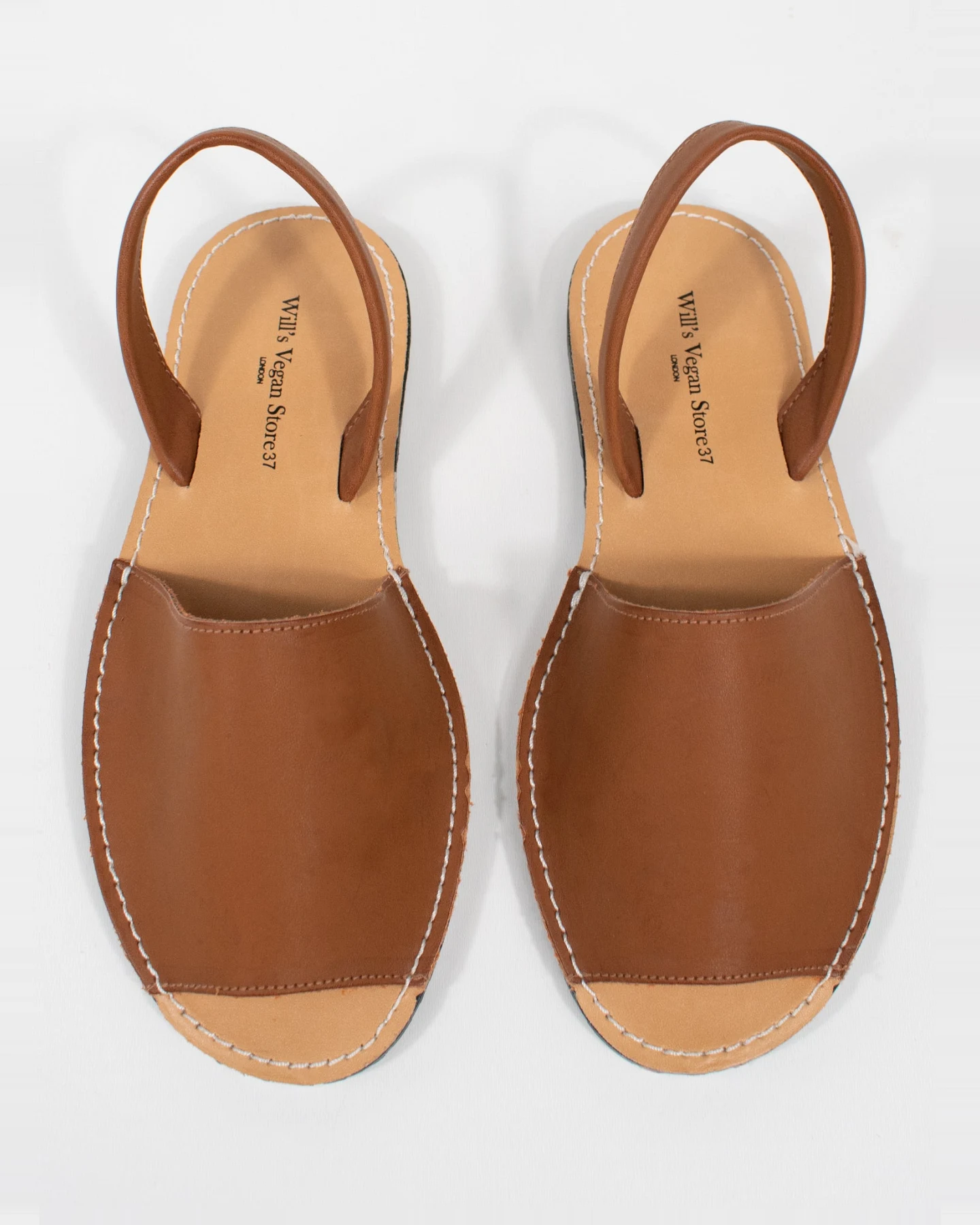 Will's Vegan Store Damen vegan Flache Sandalen Tan – Ansicht 2