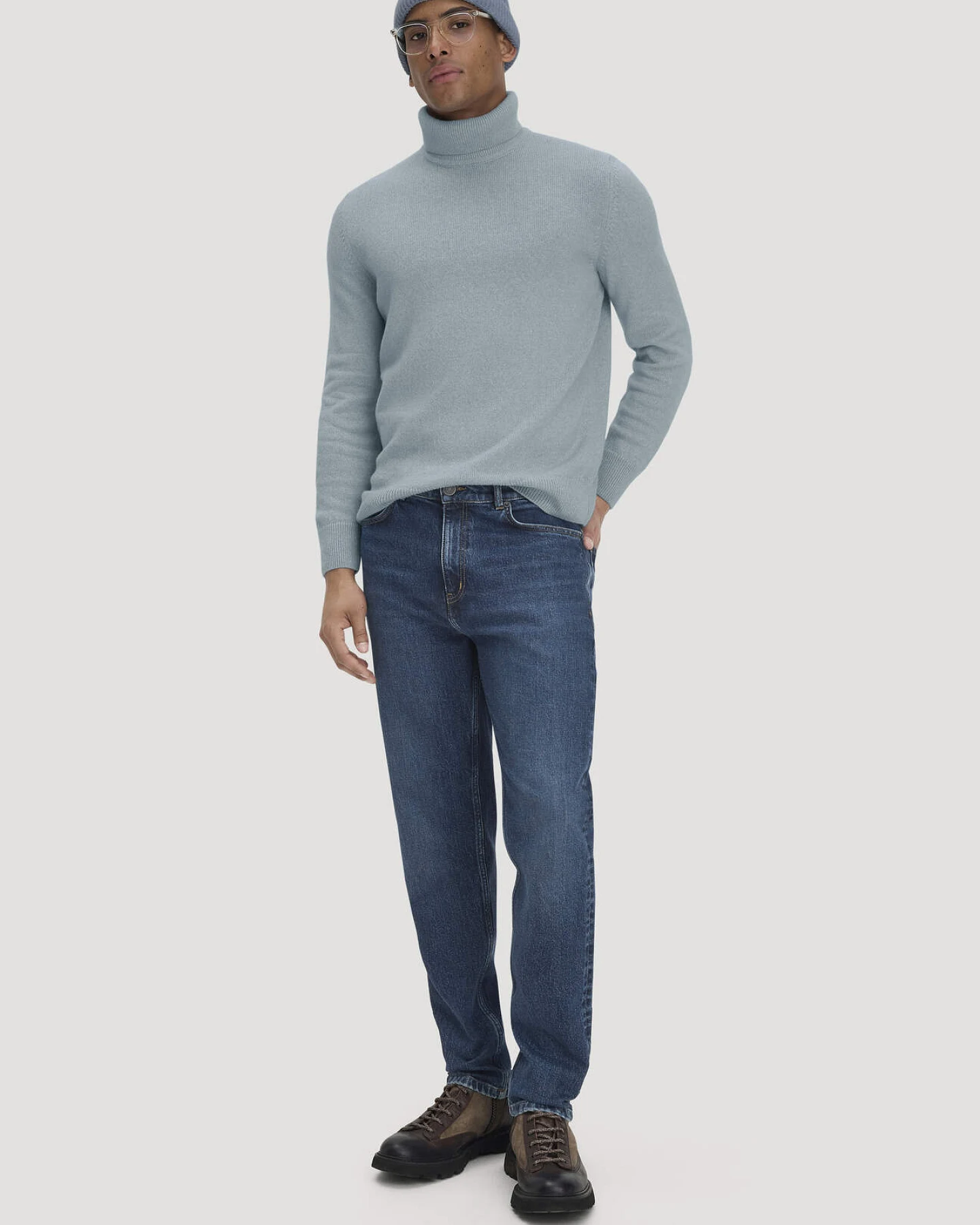 hessnatur Herren Rollkragen-Pullover Regular aus Bio-Merinowolle und Bio-Baumwolle - blau - Größe XL – Ansicht 2