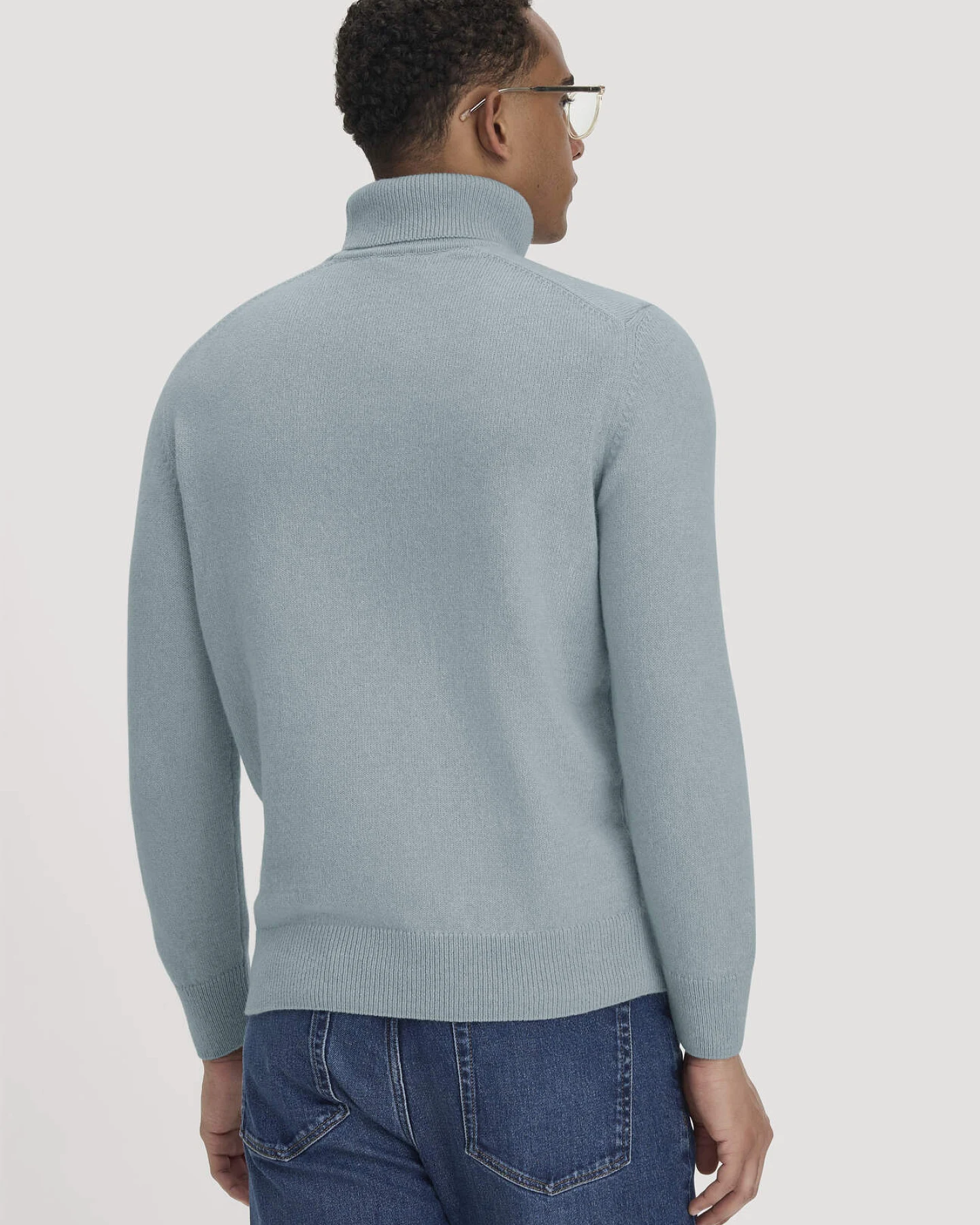 hessnatur Herren Rollkragen-Pullover Regular aus Bio-Merinowolle und Bio-Baumwolle - blau - Größe XL – Ansicht 3