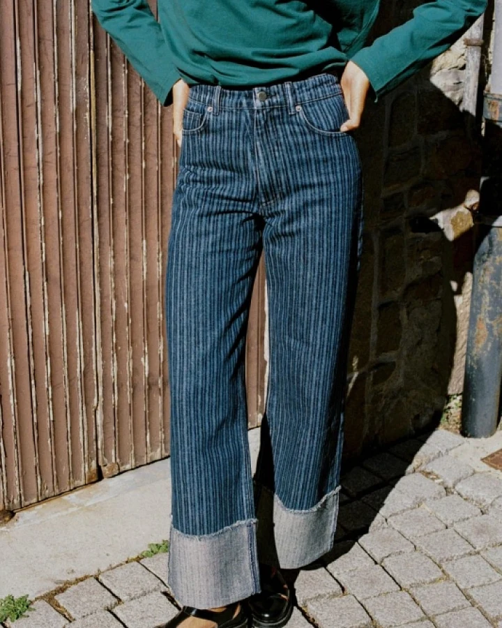 Nénés Damen vegan Jeans Louane Blau Gestreift