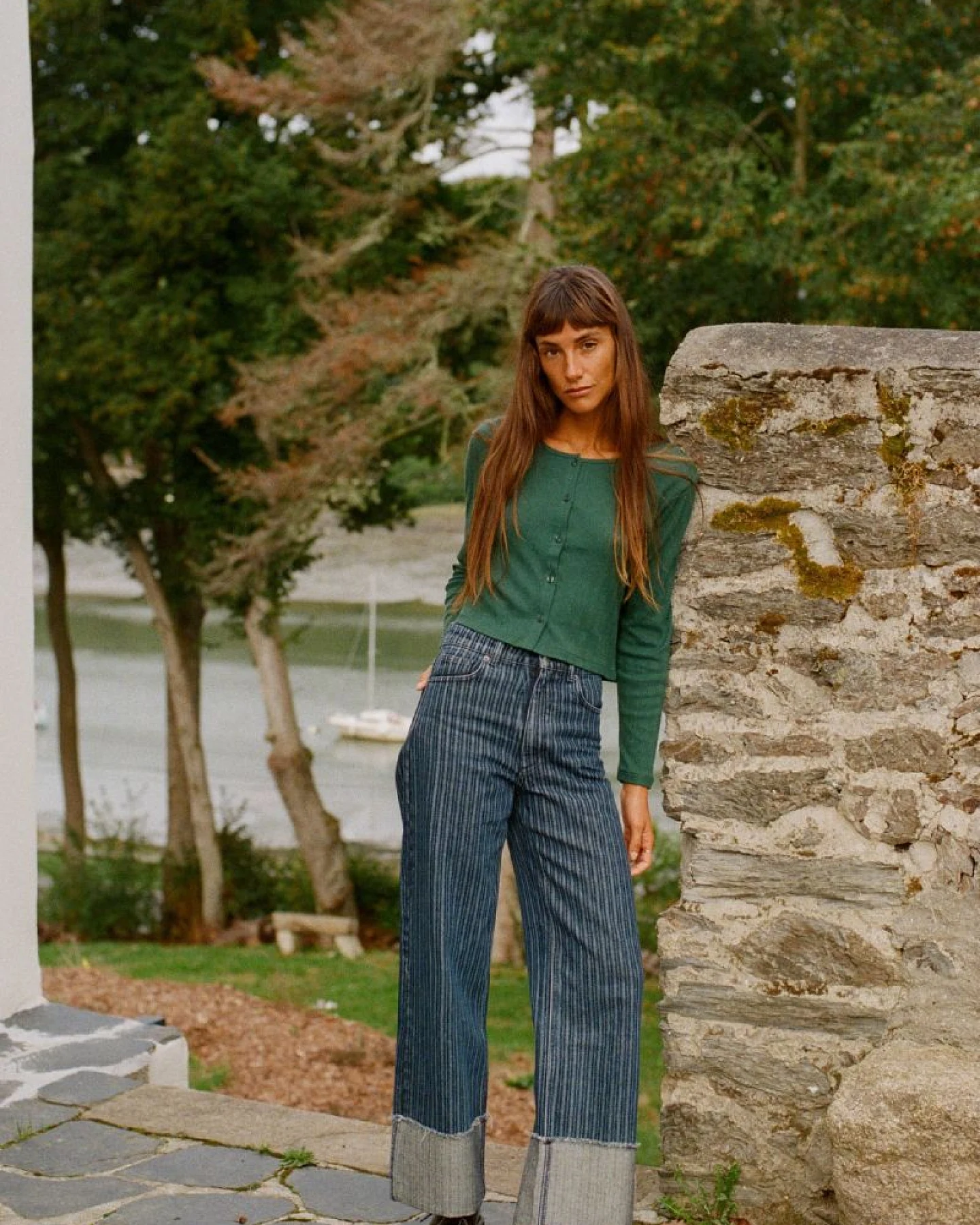 Nénés Damen vegan Jeans Louane Blau Gestreift – Ansicht 2