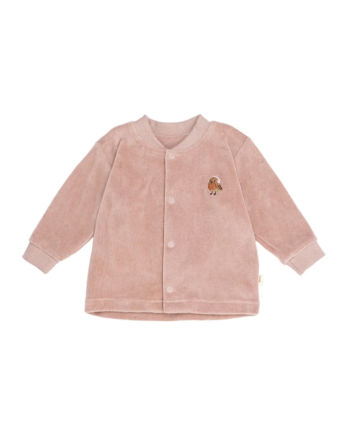 Wooly Organic - Samt-Jacke bestickt rosewood