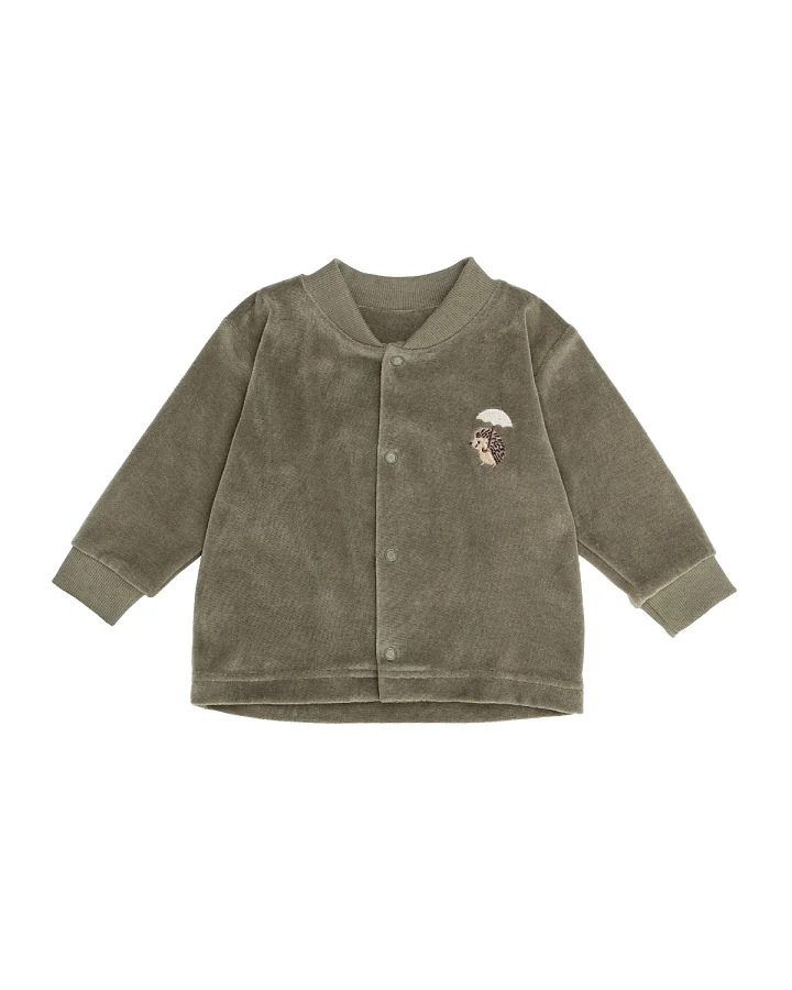 Wooly Organic - Samt-Jacke bestickt khaki