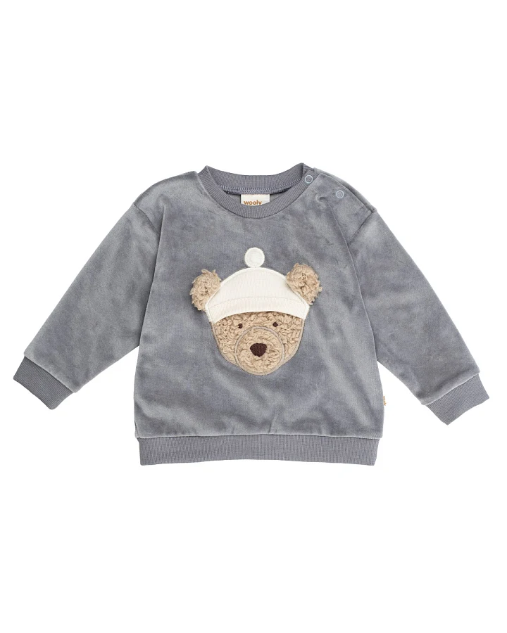 Wooly Organic - Samt-Pullover "Teddy" night owl