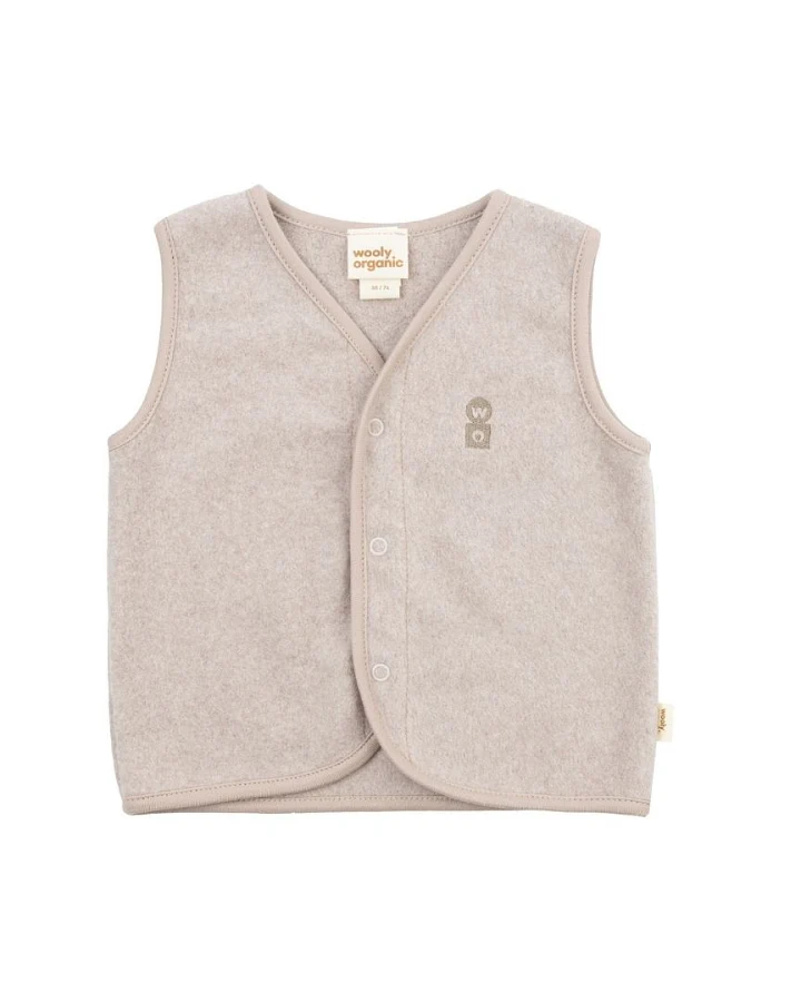 Wooly Organic - Fleece-Weste bestickt light taupe