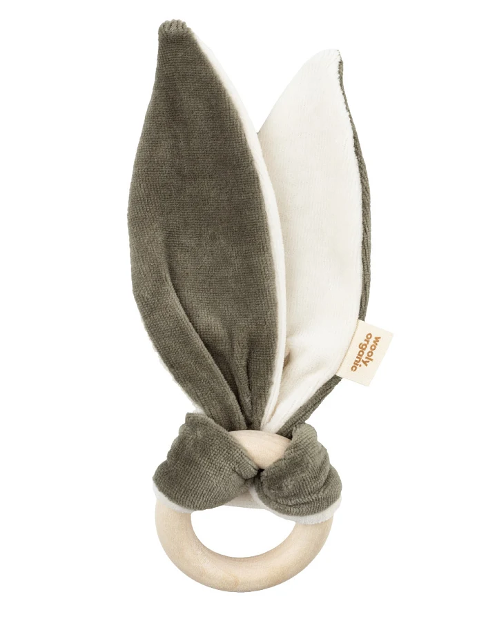 Wooly Organic - Knisterohren mit Holzring khaki
