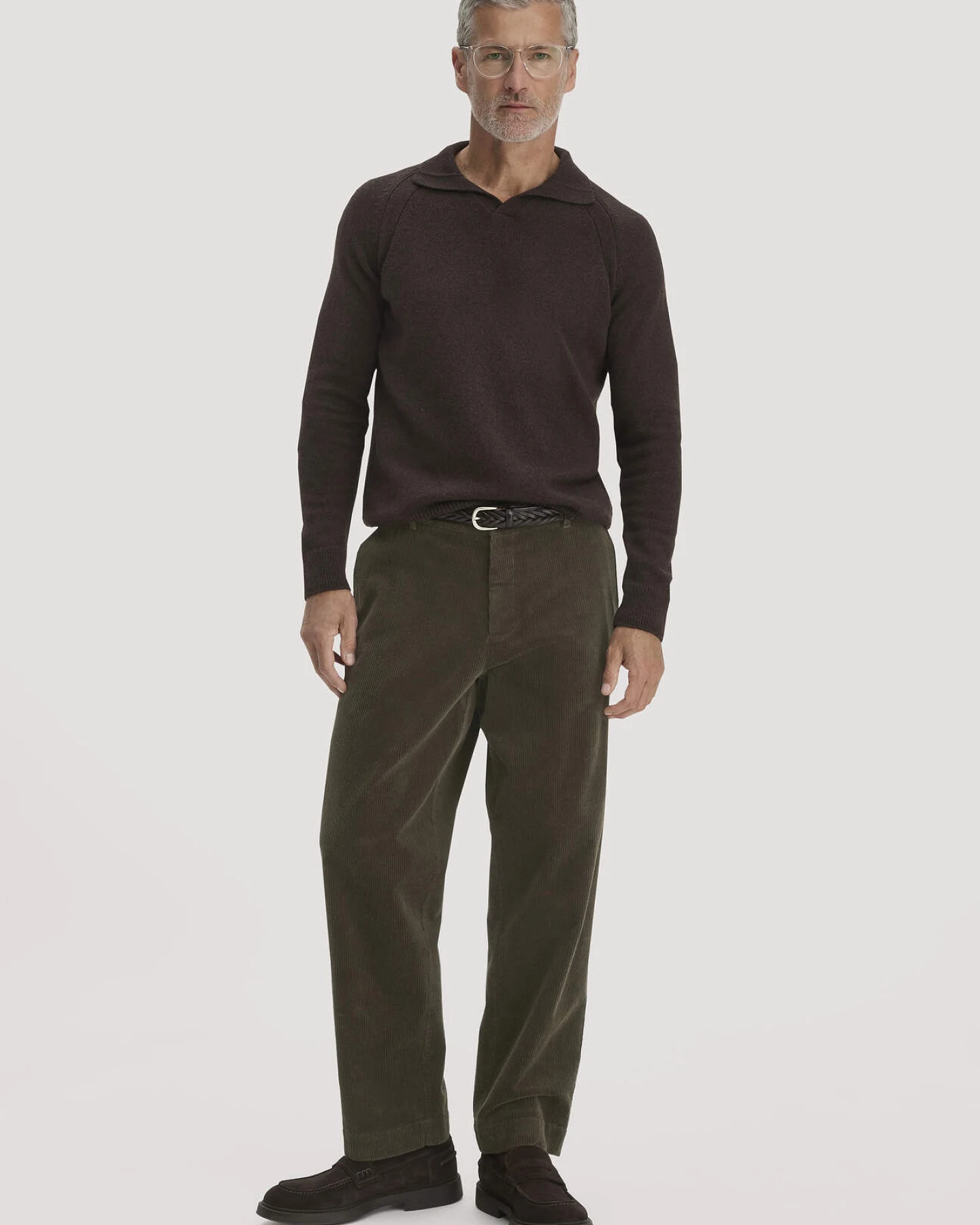 hessnatur Herren Strick Polo Regular aus Bio-Merinowolle mit Bio-Baumwolle - braun - Größe L – Ansicht 2