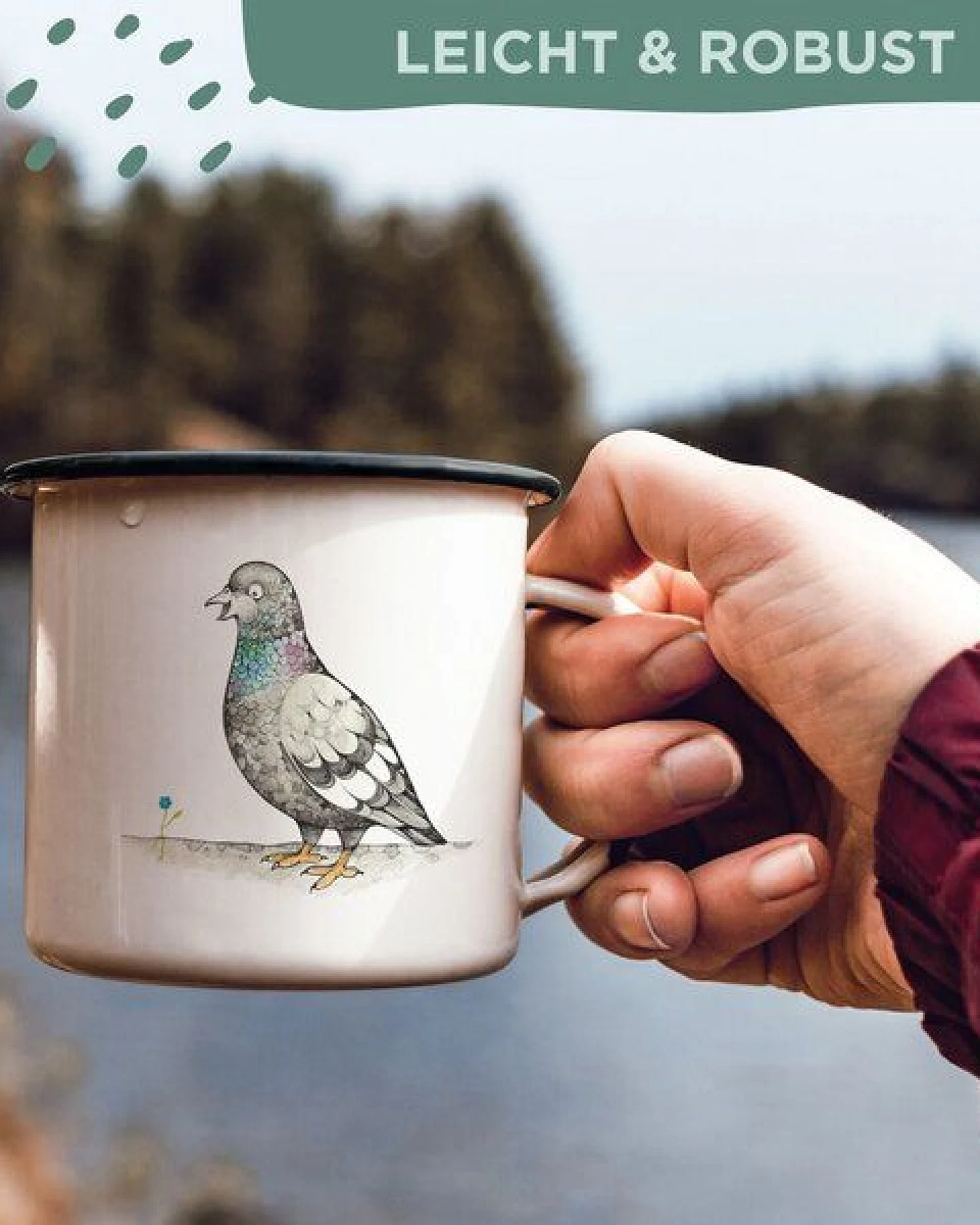 Emaille Tasse – Claudette – LIGARTI Tiermanufaktur – Ansicht 4
