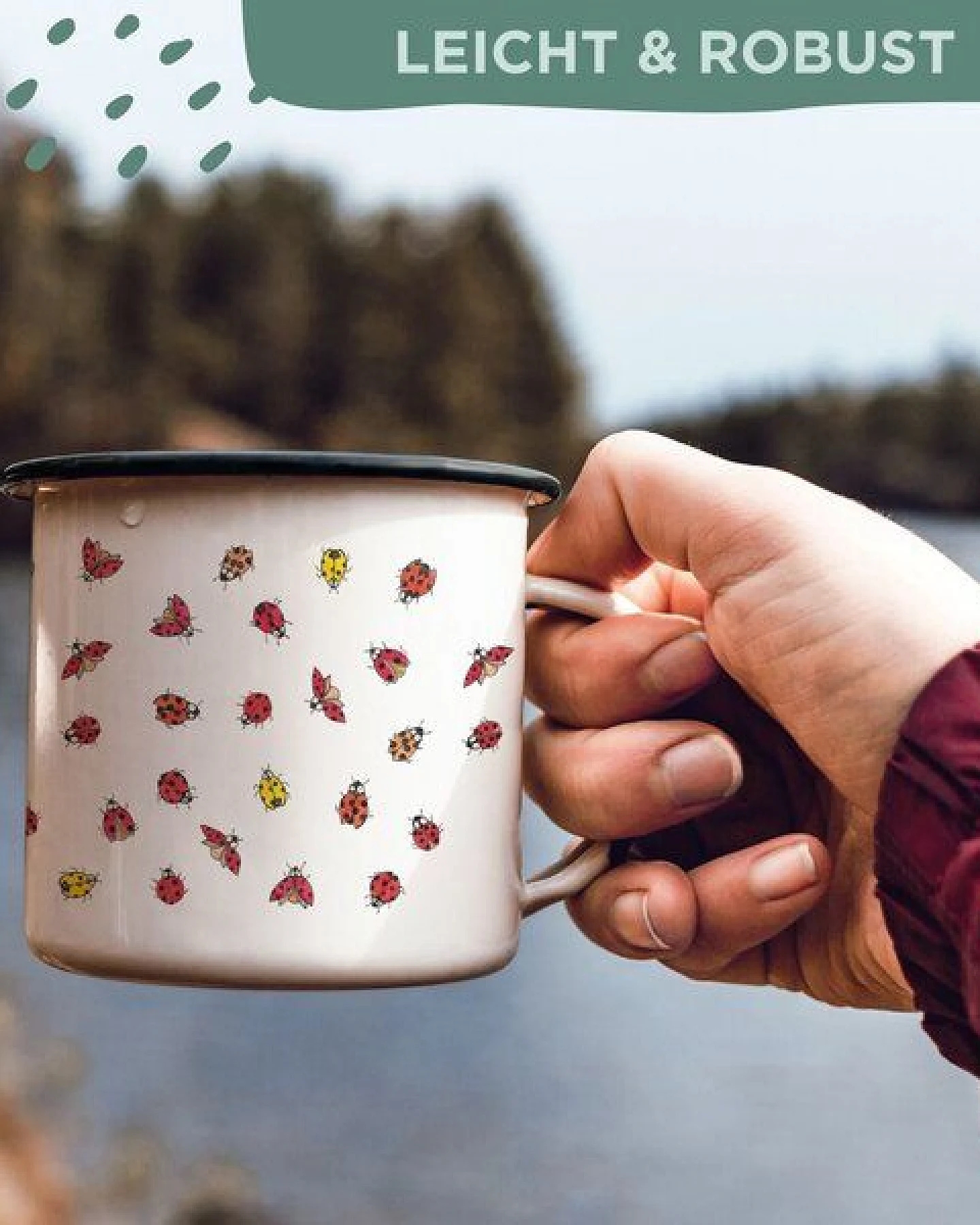 Emaille Tasse – Marienkäfer – LIGARTI Tiermanufaktur – Ansicht 4