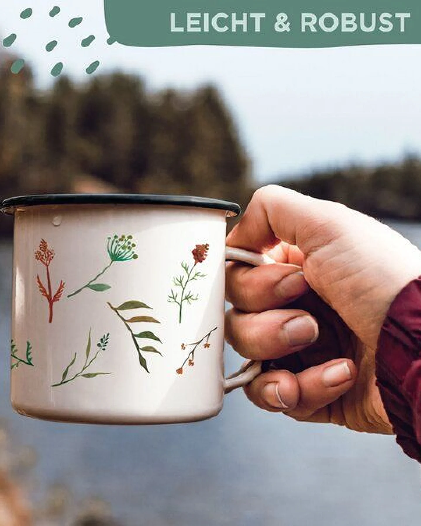 Emaille Tasse – Wildblumendurcheinander – LIGARTI Tiermanufaktur – Ansicht 4