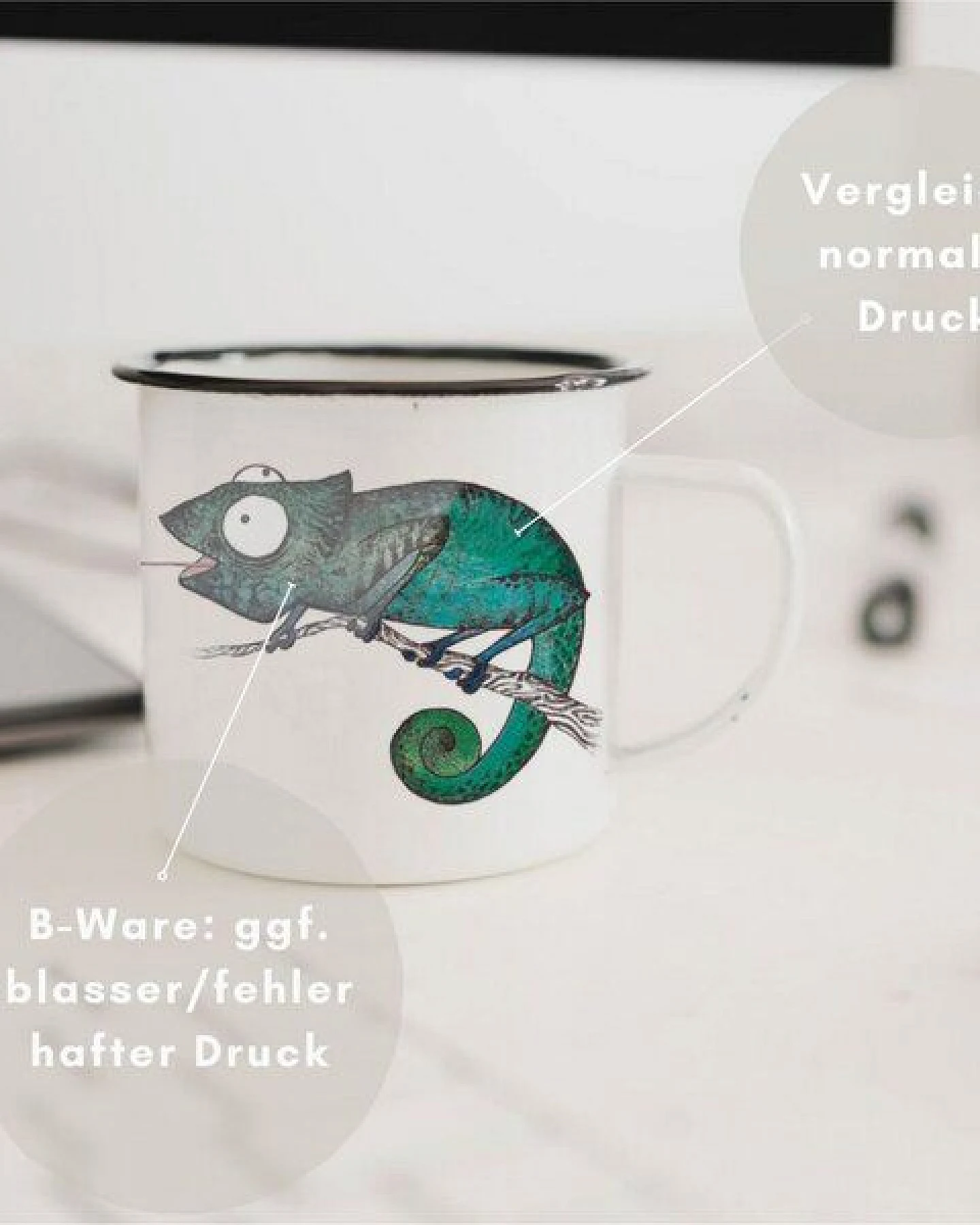 Emaille Tasse – Überraschungstasse (B-Ware) – LIGARTI Tiermanufaktur – Ansicht 3