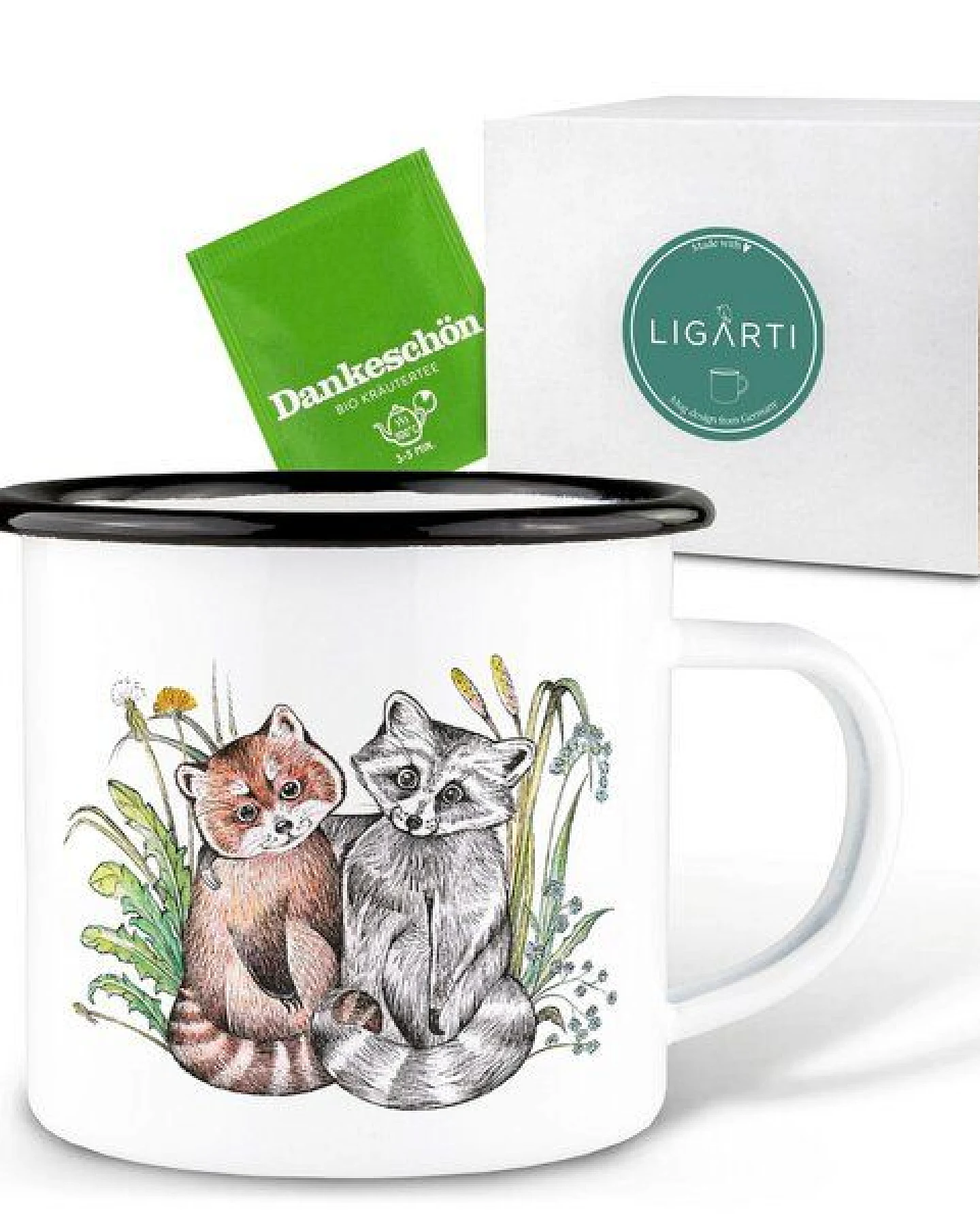 Emaille Tasse – Bärenfreunde – LIGARTI Tiermanufaktur – Ansicht 3