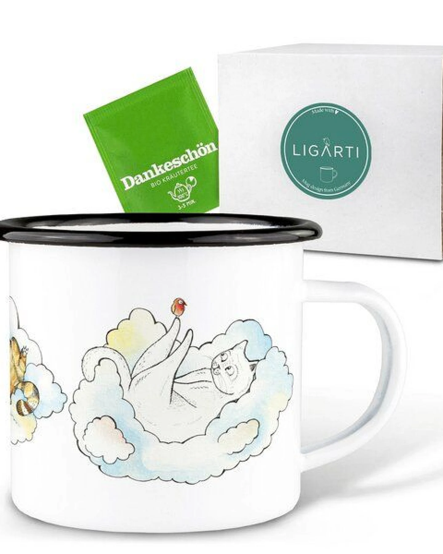 Emaille Tasse – Hettie & Friends – LIGARTI Tiermanufaktur – Ansicht 3