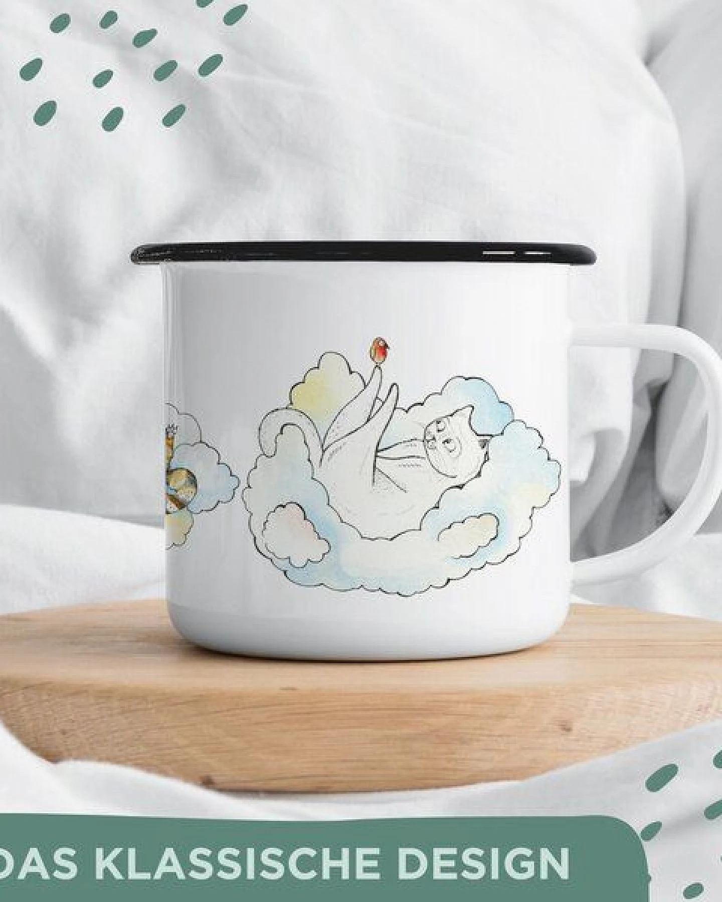 Emaille Tasse – Hettie & Friends – LIGARTI Tiermanufaktur – Ansicht 4