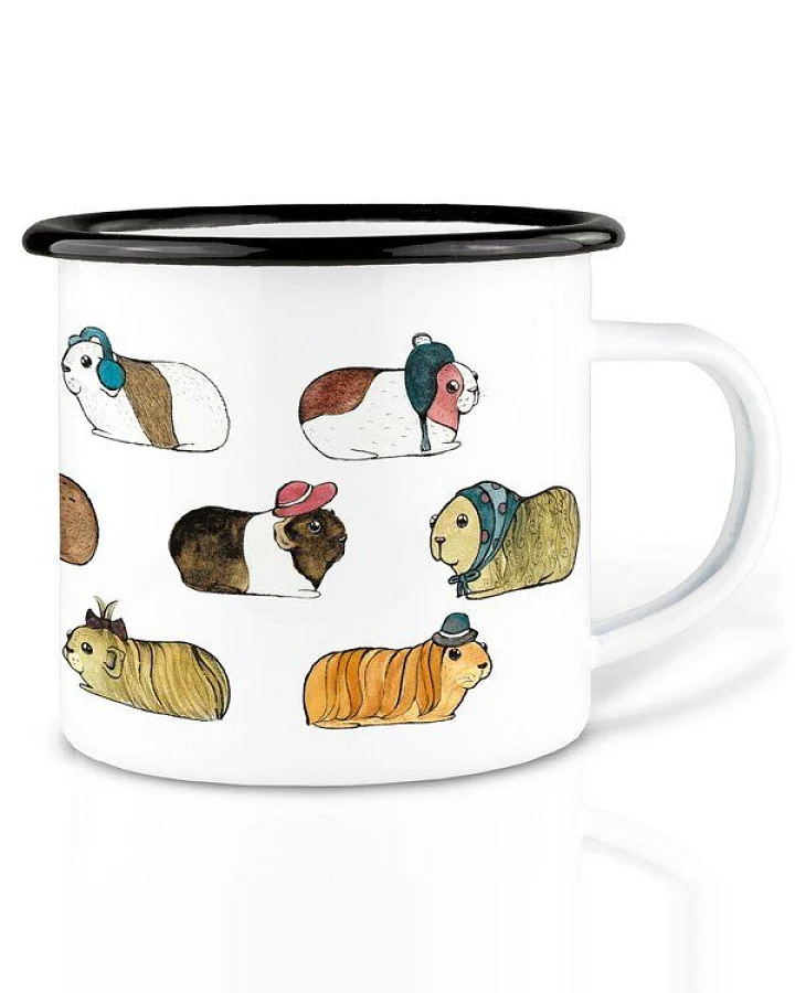 Emaille Tasse – Meerschweinchen flanieren – LIGARTI Tiermanufaktur